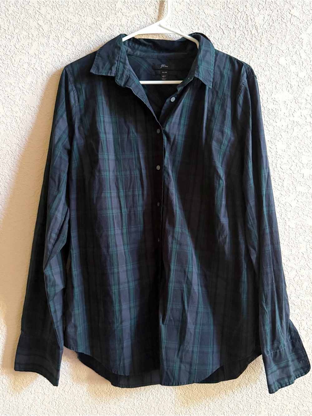 J. Crew Slim Green and Black Plaid Casual Button Down Shirt size 16T Women Fall